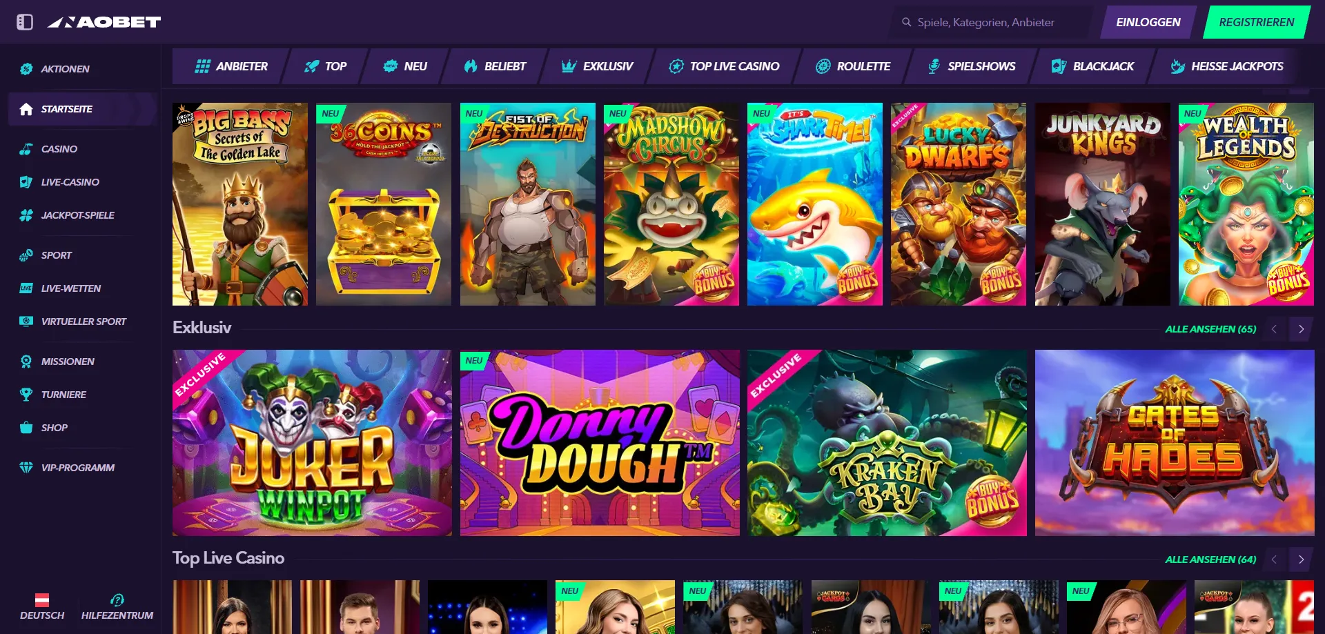 NaoBet Casino Online – über 10.000 Spielautomaten und Tischspiele
